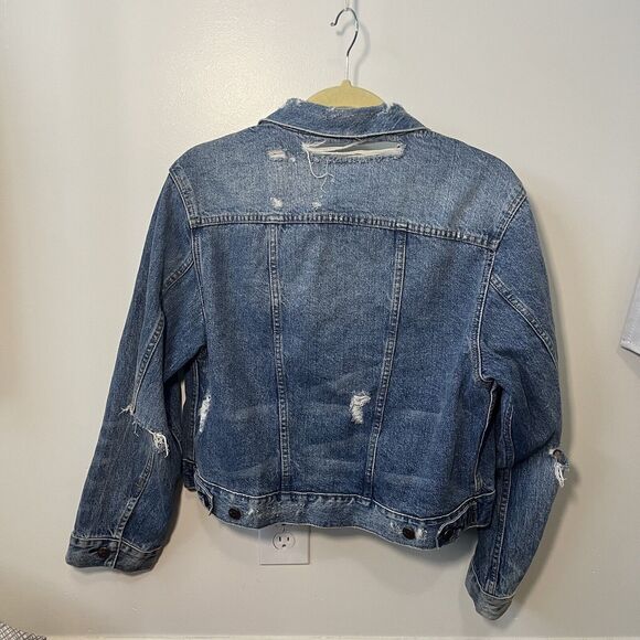 BDG Urban Outfitters Jean Jacket Distressed Cropped Grunge 90’s Women’s Medium - Picture 2 of 11